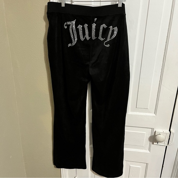Juicy Couture Velour Pants Big Bling Spellout Liquorice Black XL - Picture 4 of 10